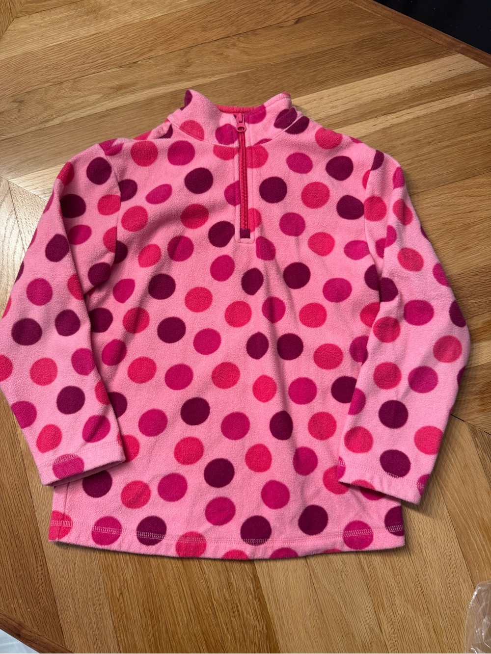 Hanna Andwrsson Girls' Pink Polka Dot Fleece Half-Zip Top size 8